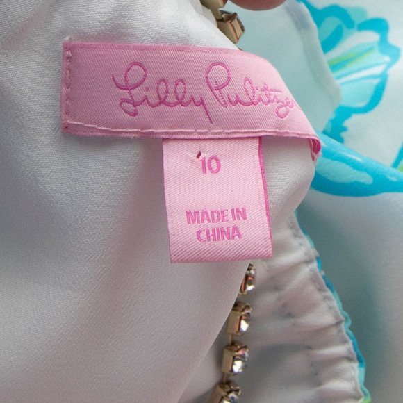 Lilly Pulitzer Whistler Dress Rhinestone Chain Back Silk Gold Digger Mini 10 - Picture 4 of 8